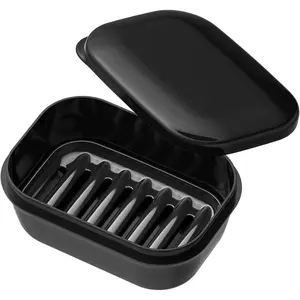 Leak proof soap dish with lid and drainage layer, shatterproof travel bar soap box, portable travel sized toiletries, suitable for camping, gym, bathroom