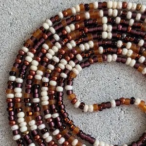 SAVOR - Tie On Waistbeads - 45 to 60 inches Waistbeads - Brown Waistbeads - Made By Venus Waistbeads