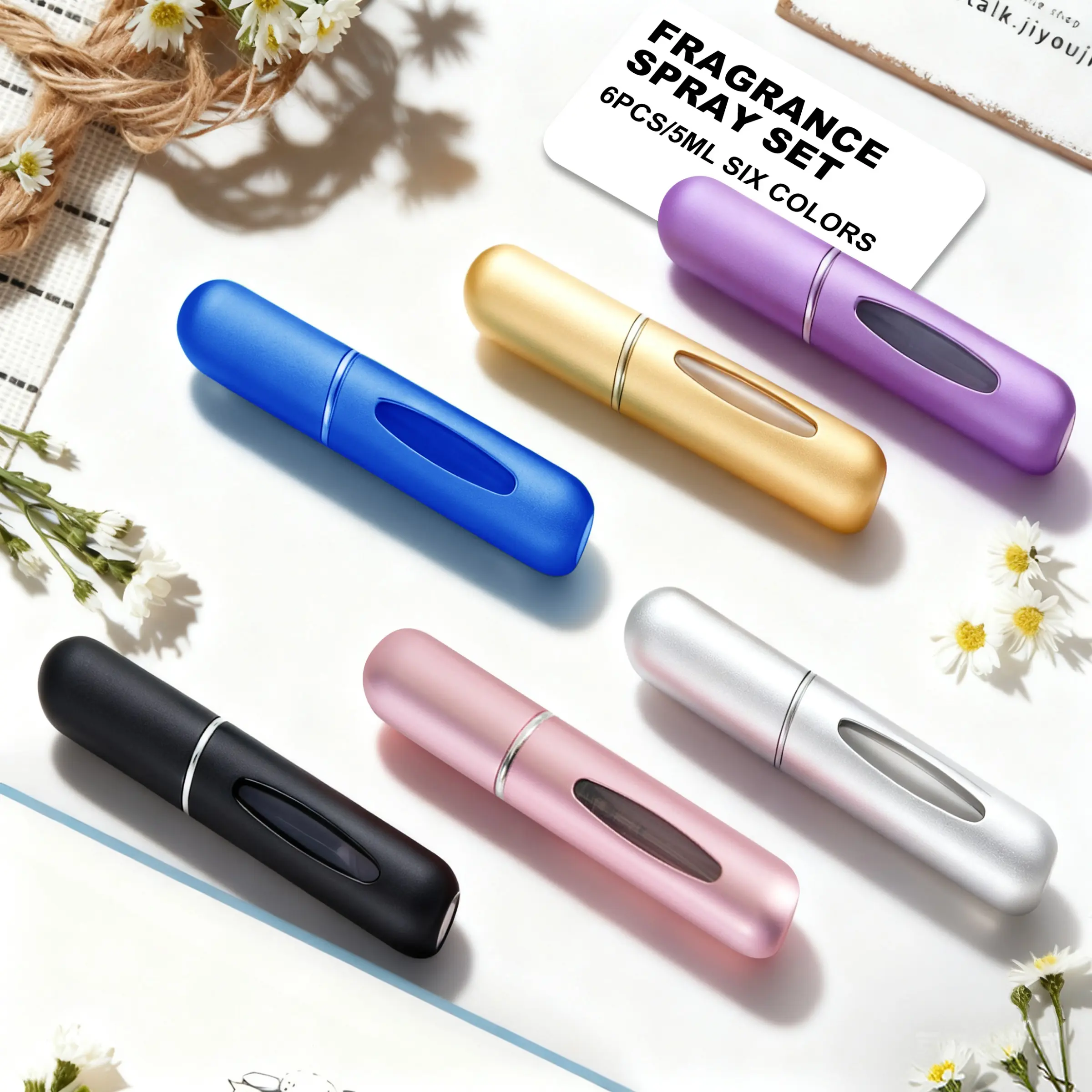 6 pack portable perfume set, fragrance spray, matte finish, Aesthetic, compact mini spray bottle design, equipped with bottom water injection box, suitable for home and travel use -5ml Cosmetic, Cosmetics Makeup Tools