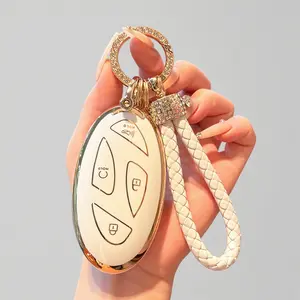 for Hyundai Kona Key Fob Cover,Key Case for Hyundai Ioniq 6 Grandeur GN7 KONA Elanrtra Sonata Tucson 2023 2024 2025 Santa Fe Smart Key Protector with Keychain (black white)