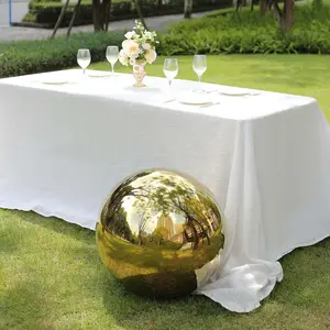 Stainless Steel Gazing Globe Mirror Ball 20" Reflective Shiny Hollow Sphere Gold - Outdoor Garden Décor