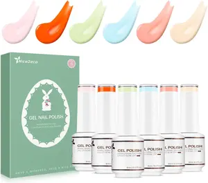 Nicedeco Easter Gel Nail Polish Set, UV/LED Soak-Off Gel Polish Nail Art Manicure Pedicure for Professional, Salon & Home Use - Long Lasting & Easy to Apply 6pcs x 8ml-Kit21