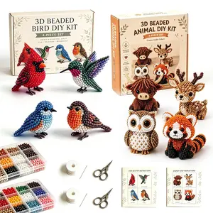 Tiny 3D Beaded Animal DIY Kit, 2026 New Cute Animals Beading Craft Set, Mini Bird Beads Embroidery Kit Handmade Making Kit with Instructions Gift for Beginners & Craft (Bird)