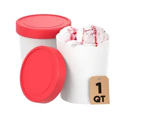 Ice Cream Storage Container for Freezer (2 Pcs) - 1 Quart Ice Cream Containers for Homemade Dessert