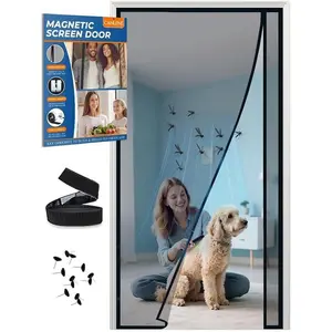 Magnetic Screen Door Left Right Side Opening PET Mesh Better Than Fiberglass and Polyester Easy Install