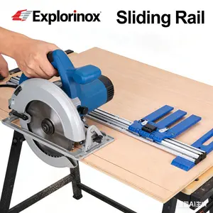 Explorinox Circular Saw Guide Rail with Clamps, 0-65cm Adjustable, Converts Handheld Saw into Precision Cutting Tool, Compatible with Most Saws, Portable Cutting Jig for Woodworking & DIY Projects