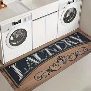 1 Pc Brown Vintage Laundry Room Rug Soft And Comfortable Long Strip Carpet Printed Mat Anti Slip Floor Mat Suitable For Kitchen Living Room Bedroom Sink Laundry Room Decoration Carpet Mat
