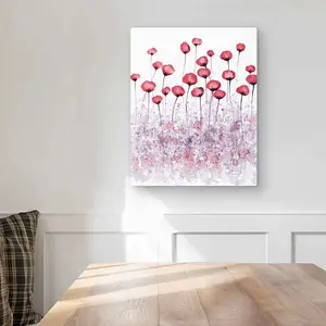 Begin Home Decor C1MP16200XSCTZ 16 x 20 in. Pink Flowers In A Field Wall Art - Illustrative Metal Print