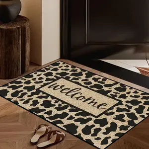 Leopard Print Welcome Rug, Non-Slip Mat, Home Decor Carpet, Living Room Sofa Pad, Bedroom Bedside Blanket, Indoor Outdoor Entrance Bath Mat