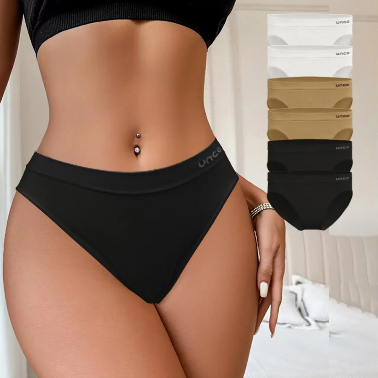 6-piece three-color seamless underwear, simple, comfortable, breathable and elastic underwear, women's sports underwear