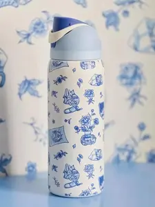 OW(UO x Delft Cat Collaboration) Double-drink Insulated Stainless Steel Outdoor Sports/travel Water Bottle, 32oz/945ml Water Cup With Lock Cap Suitable For Cycling, Car, Camping And Traveling, Bottle Drinkware Flask Tumbler Bottled Portable