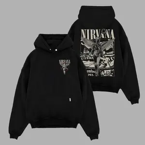 Vintage Retro Nirvana band Hoodie, Music Graphic Tee, Rock Band Shirt, Unisex Oversized Hoodie, Cozy Casual Pullover for Men & Women