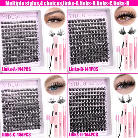 Natural Look DIY Eyelash Extensions Kit, Wispy Volume Set, Cosmetic Eyelash Extension, 10-18mm Individual False Eyelashes, Voluminous False Eyelashes, Volume Focused Lashes, with Eyelash Glue & Tweezers & Glue Remover & Brush, Makeup