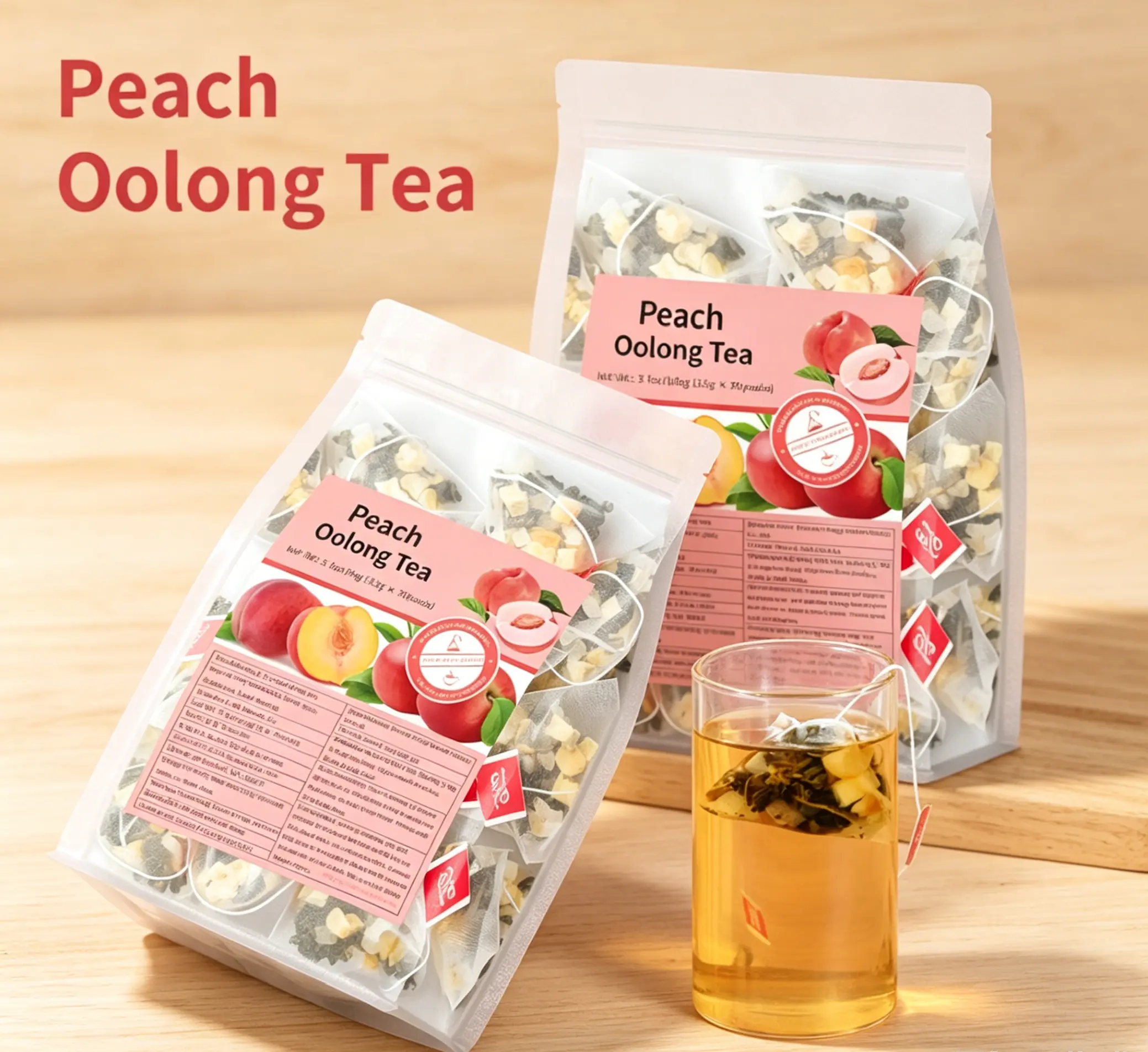 Sweet Dried Peach Blended Oolong Tea Sachets Healthy No Additives Fruit Herbal Tea