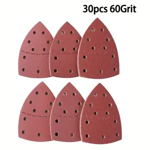 30pcs 40-240 Grits Mouse Sander Sheets, Palm Sander Paper Triangle Pad, Home Track Sander Tool, Compatible with Mouse Sanders