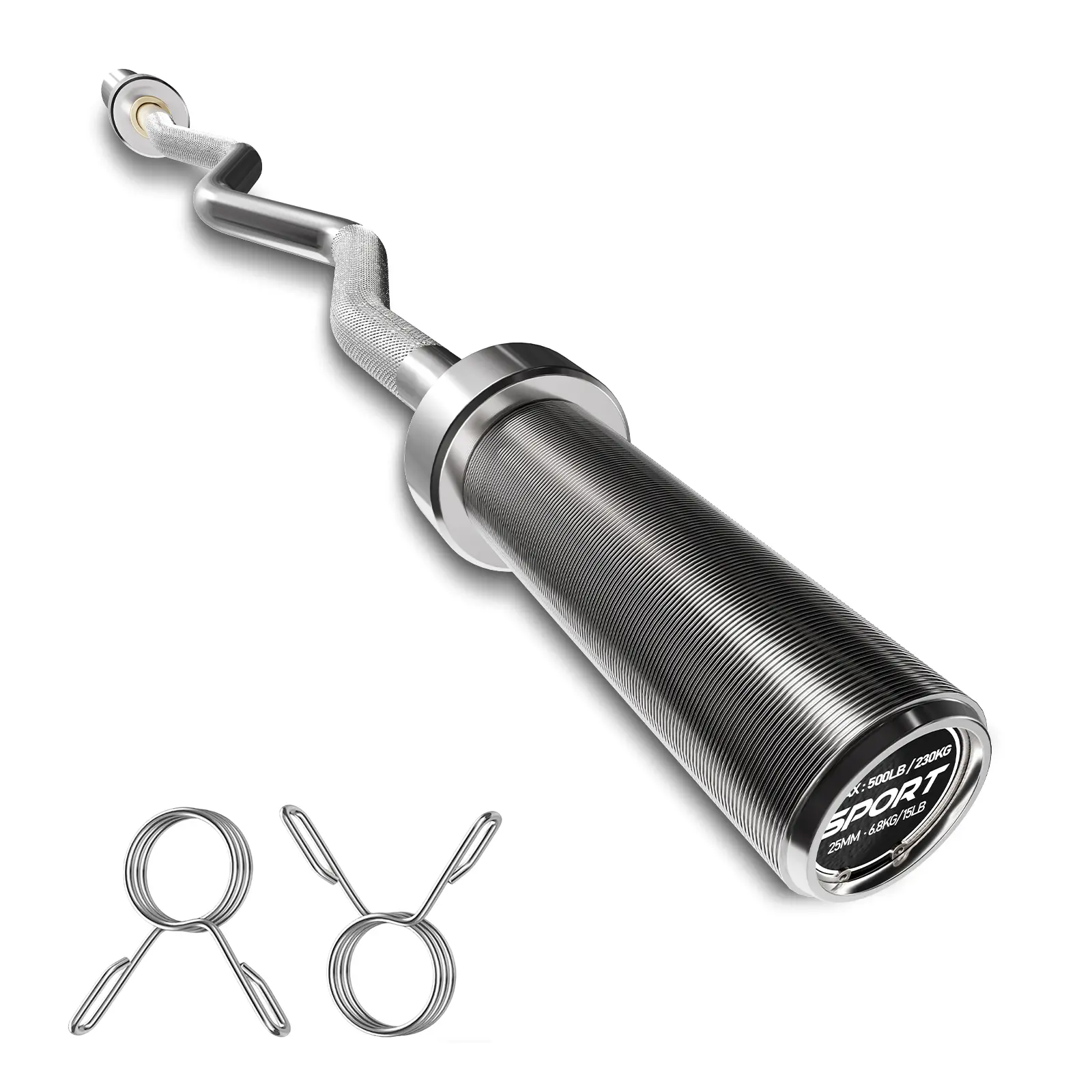 47-Inch EZ Curl Bar for 2-Inch Olympic Weight Plates, 700LBS Capacity Heavy Duty Steel Bicep Curl Barbell with Spring Collars, Ergonomic Wave Bar for Home Garage Gym Upper Body Strength Training Arm Day Workouts