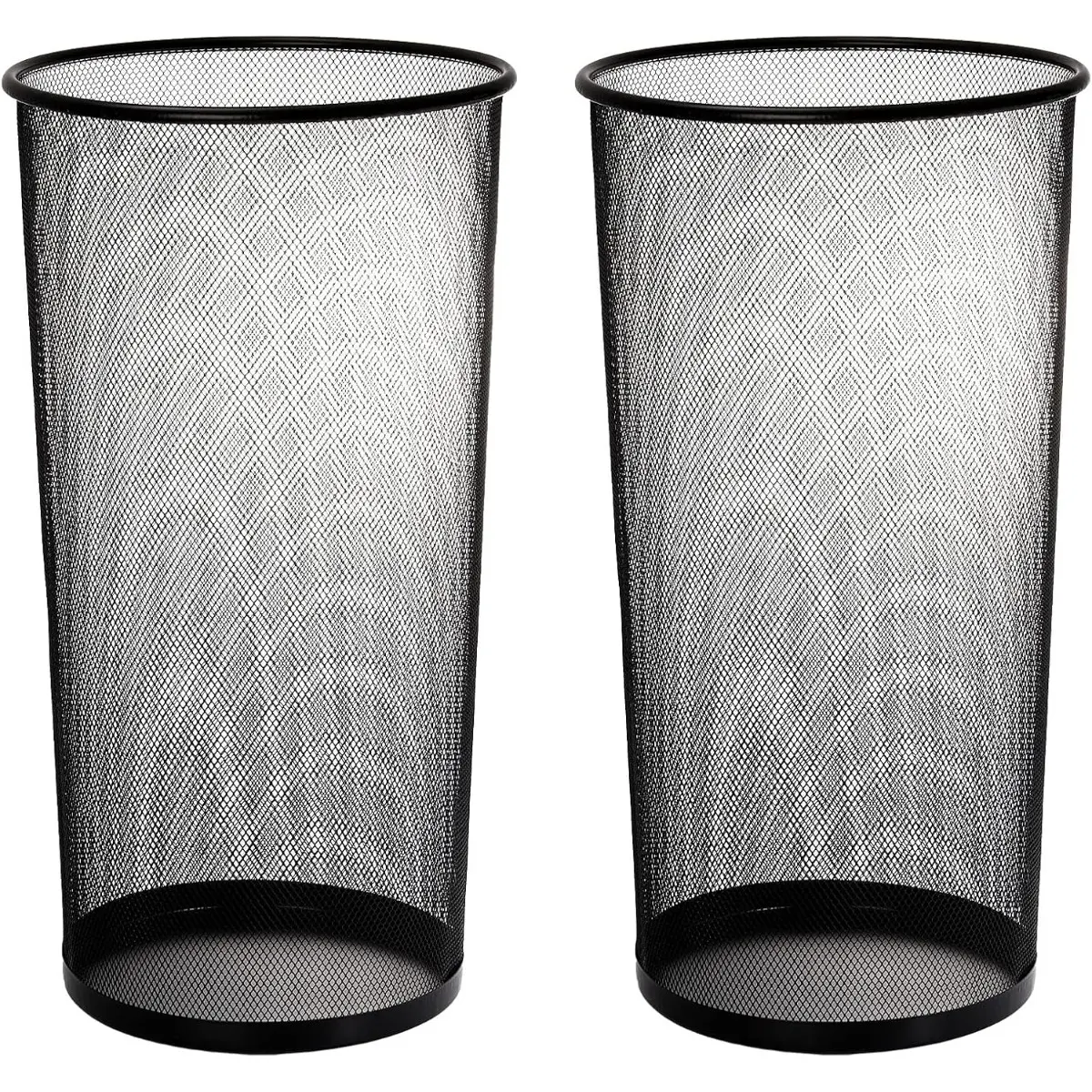 2 Pack Large Umbrella Holder, 10.5x20 Inch Metal Mesh Umbrella Stand, Freestanding Bucket For Umbrellas, Canes, Walking Sticks, Wrapping Paper, Entryway, Home, Office, Hotel, Black