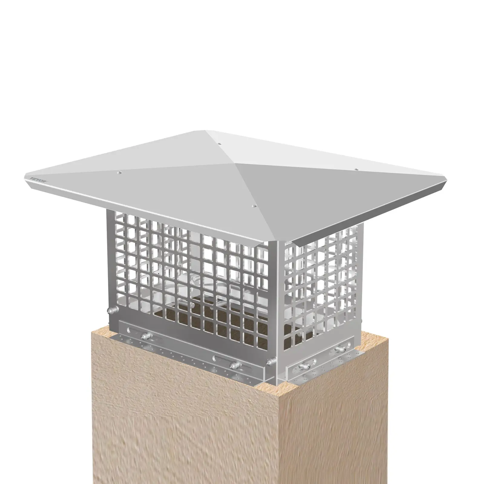【Summerfinds】VEVOR Chimney Cap 8\" x 13\" Flue Caps304 Stainless Steel Fireplace Chimney CoverAdjustable Metal Spark Arrestor with Bolts ScrewsMesh Chimney Flue Cover for Outside Existing Clay Flue Tile