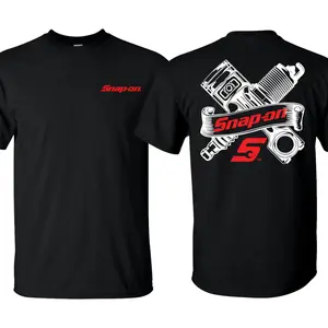Snap-On T-Shirt with Engine Parts Graphic T-Shirt for Mechanics, Ideal for Daily Life & Outdoor Activities Clothes Crewneck Streetwear Men's Round Neck Tee Popular Comfortable Durable Daily Workwear Top