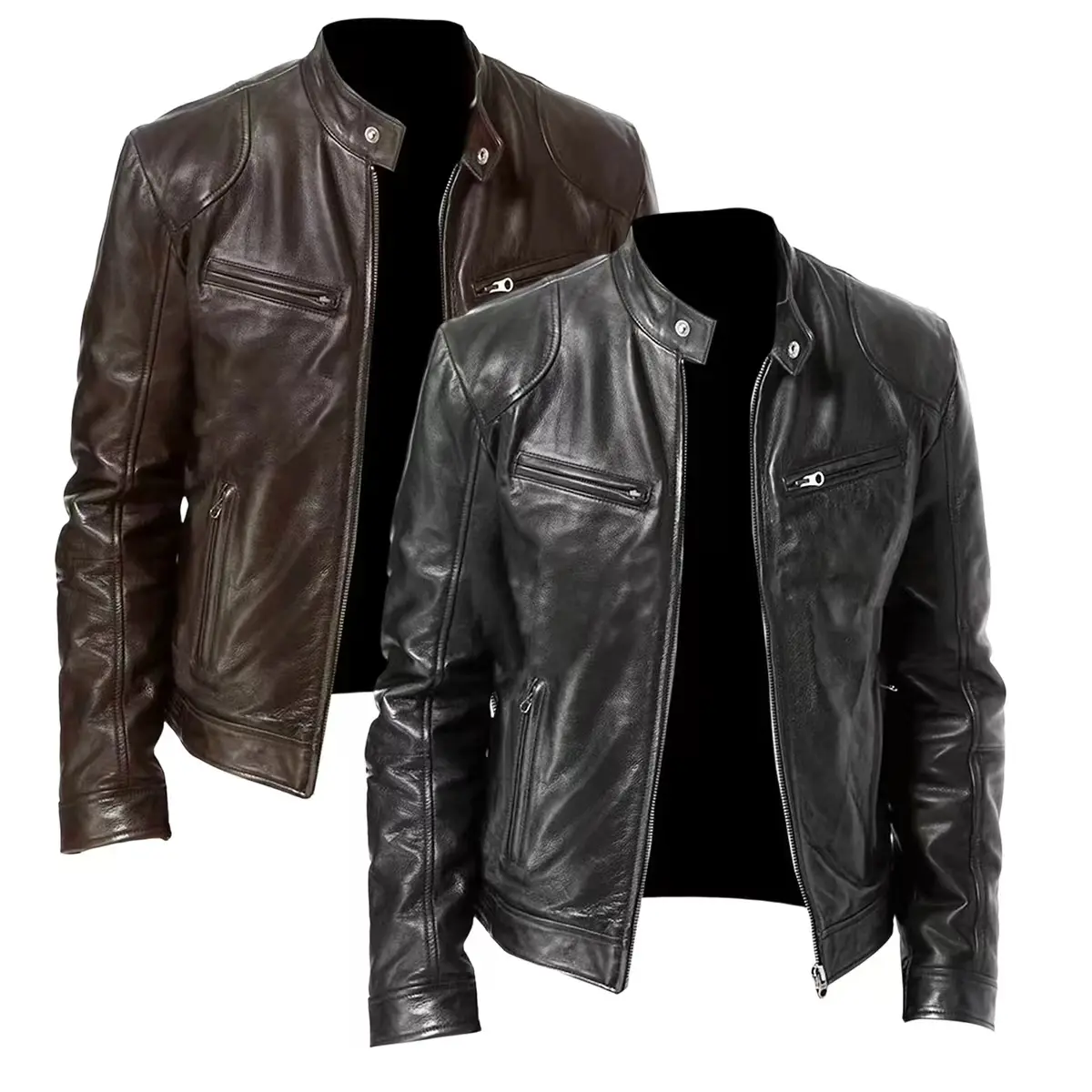Best-selling style — men’s motorcycle jacket, slim fit; synthetic leather material; Y2K style;