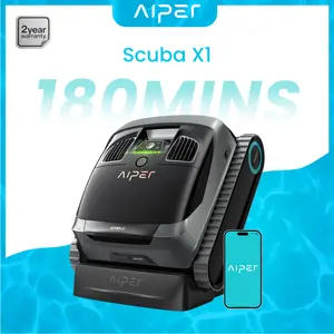 AIPER-Scuba X1 Cordless Robotic Pool Cleaner, 6600 GPH High-Power Suction, Pool Vacuum, Horizontal Waterline Scrubbing, Upgraded Cross Pattern Smart Navigation, Ideal for Inground Pools up to 2,150 sq.ft
