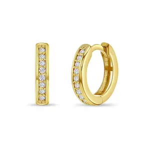 18k Gold Clear CZ Huggie 7mm Toddler / Kids / Girls Earrings Hoop