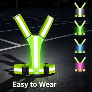 Night Safety LED Reflective Vest Gear, 5 Light Colors 3 Switchable Modes, Lightweight Portable LED Safety Vest, Ideal for Hiking Jogging Biking Daily Outdoor Activities