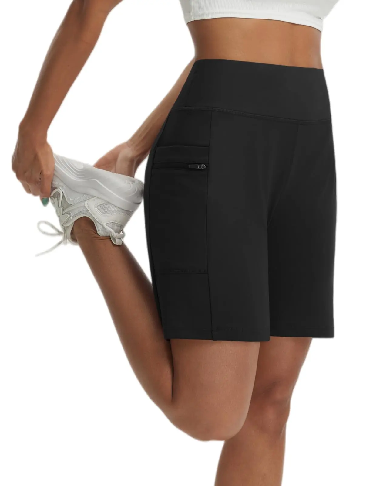 baleaf 2026 New Women's 7" Bermuda Shorts Athletic Running Long Shorts High Waisted with Zipper Pockets Workout Gym Hiking Shorts [PC:bhr005],back to school,back to school haul