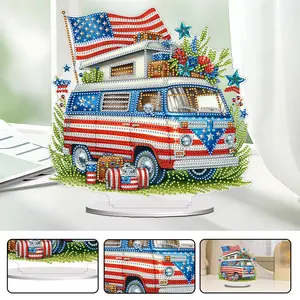 Acrylic 2D Flat Print DIY Table Top Diamond Painting Ornament Kits Diamond Painting Desktop Ornaments Kit 5D DIY Diamond Art Tabletop Decorations for Home Office Desktop Decor