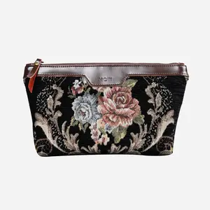 Floral Black Carpet Makeup Bag