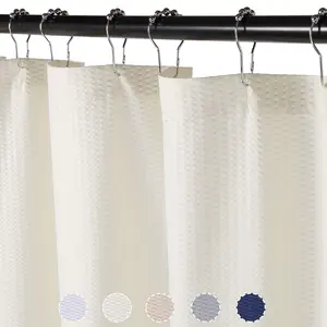 72x72 inch  Water Repellent Soft Microfiber Fabric Shower Curtain or Liner for Bathroom, Decorative Embossed Pattern, Cream
