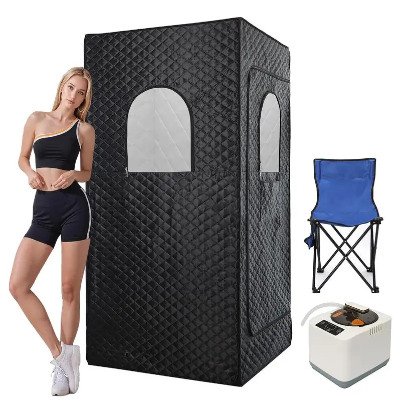 1200W Portable Indoor Steam Sauna Box Kit for Individuals, 3L Capacity Personal Steam Sauna with Remote Control, Blue Chair, Compact Design & Powerful Performance for Personal Use
