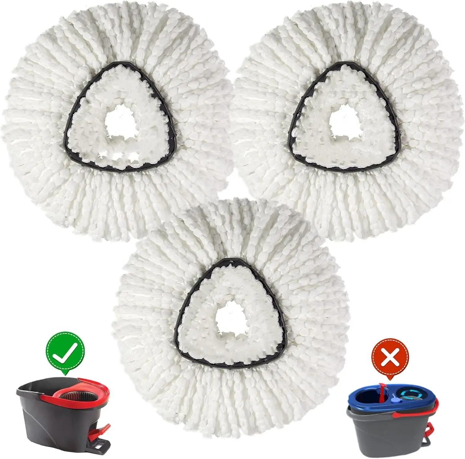 [3 Pack] Mop Replace Heads, Mop Refill Heads Replacements Compatible with O Cedar Spin Mop (1-Tank System Only)- Easy to Replace, Microfiber, Machine