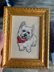 West Highland Terrier Westie Dog Breed Machine Embroidered and Framed!  Unique Canine Charm Tabletop Decor for Home or Office! Other Designs and Breeds Available!