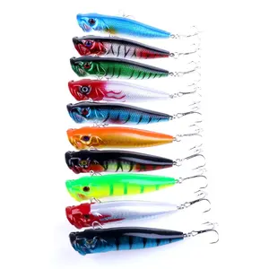 10pcs 10cm/3. 94in 12g Artificial Fishing Lures Kit With 3D Fishing Eyes, Fishing Lure Popper For Freshwater And Saltwater