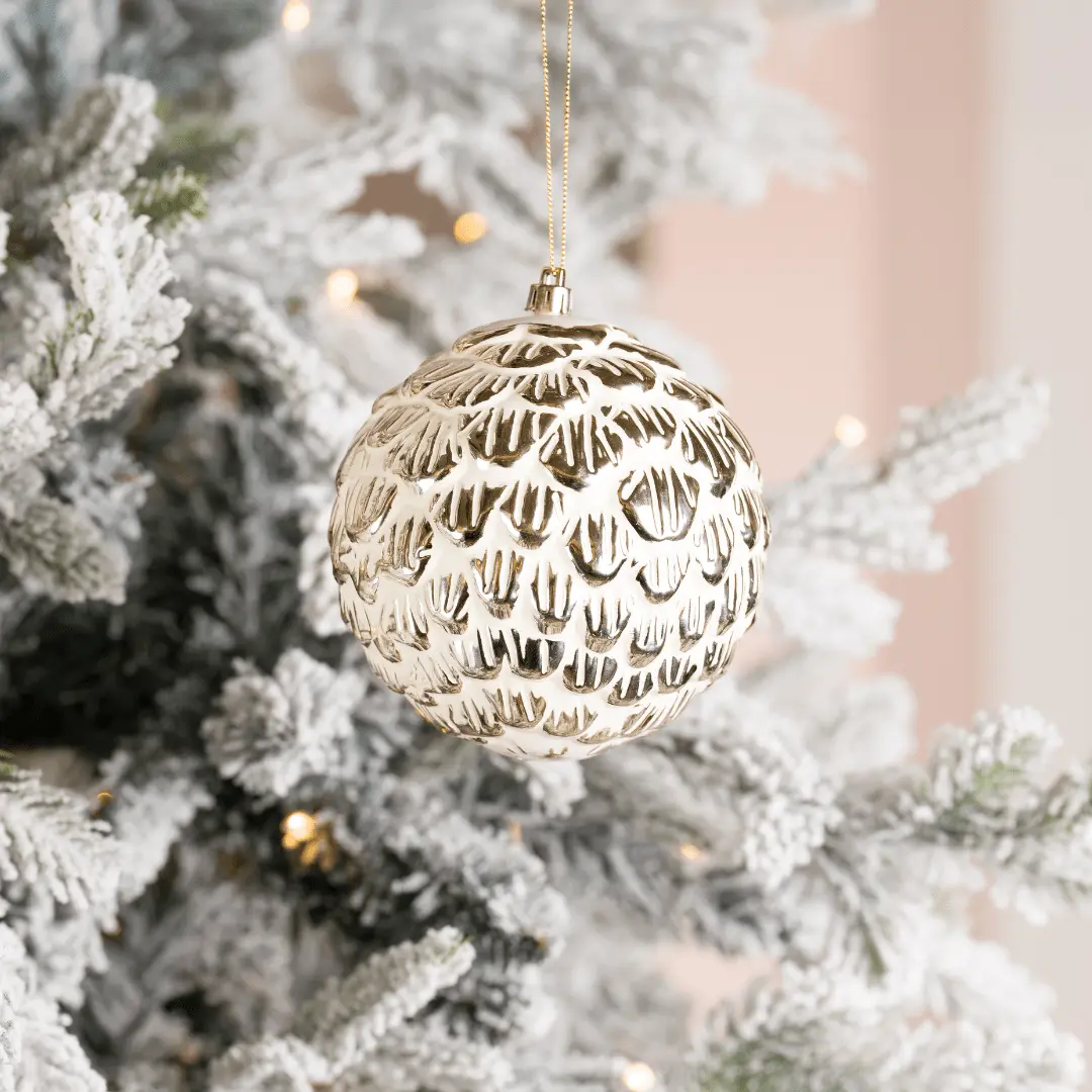 Champagne Beige Pine Cone Ornament 5"