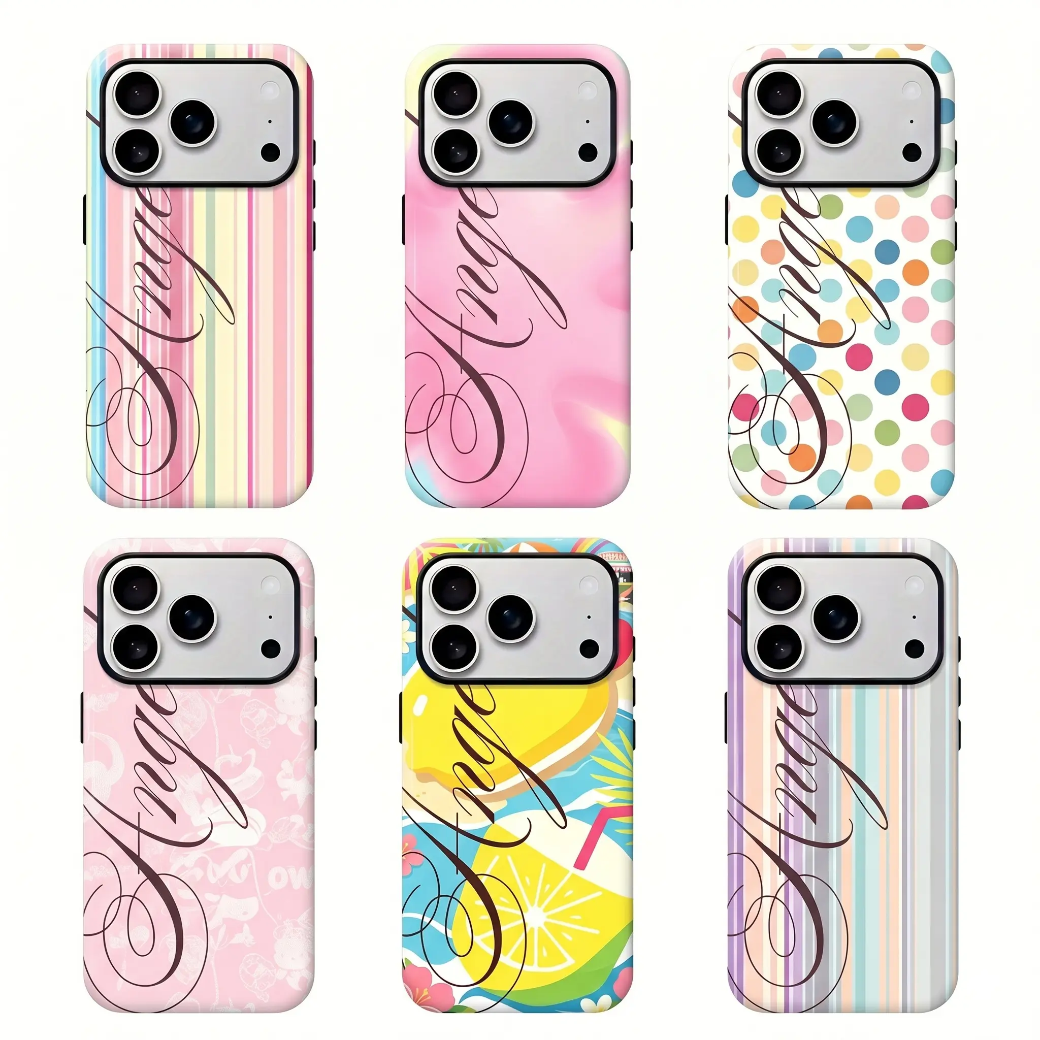 Y2K Coquette Angel Script Phone Case | Pink Polka DotAesthetic Protective Cover For iPhone 17 Pro Max 16 1514 13 12 11 for Samsung S21 S22 S23 S24 S25 S26 PhoneCase | Tough Phone Case