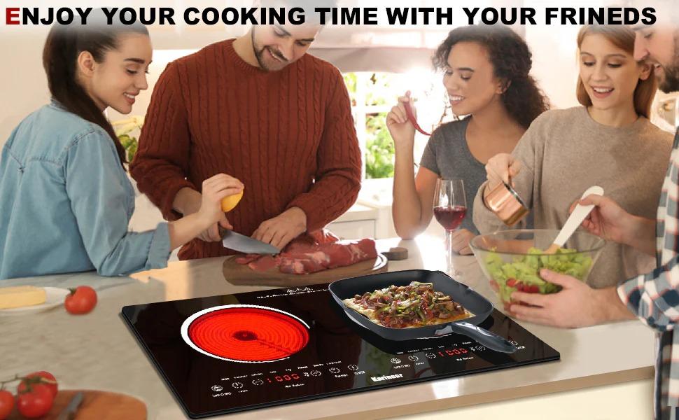 Karinear 2 Burner Electric Cooktop,2000W 110V Plug-In Portable Electric Stove with Sensor Touch Control, Child Safety Lock, Timer, Over-Temperature Protection, Electric Ceramic Stove for Kitchen Use,tiktokshopbacktoschool Karinear 2 Burner Electric Cooktop,2000W 110V Plug-In Portable Electric Stove with Sensor Touch Control, Child Safety Lock, Timer, Over-Temperature Protection, Electric Ceramic Stove for Kitchen Use,tiktokshopbacktoschool