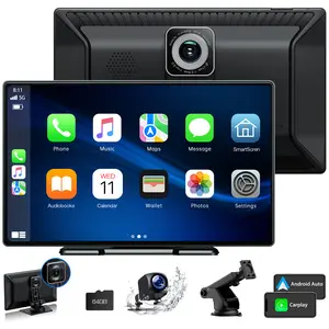 【Valentines】LAMTTO Portable 9-Inch Wireless CarPlay Screen with Dashcam — 2.5K Front Camera and 1080p Rear Camera. Supports Apple CarPlay and GPS Navigation, Suitable for Monitoring Infants in the Car and Reversing Assistance