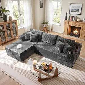 ModMood big comfy couch sectional couches for Living RoomCorduroy Couch, 104" Cloud Sectional Couchwith L-Shape Chaise, Modern Modular Sofa,Deep Seat Comfort, No AssemblyRequired(Plush Corduroy Fabric) Velvet Loveseat Set Summervibes Gray Sofa outdoorfun