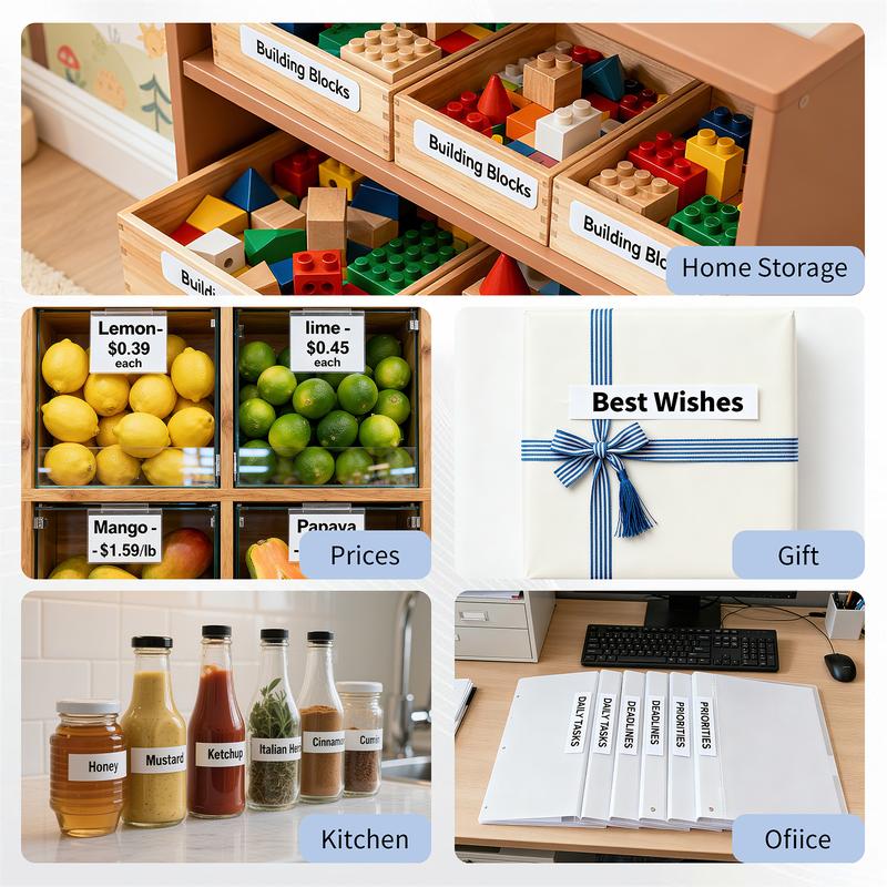 Mini Label Printer with Tape Bluetooth Maker Machine L12 Strap Wireless Printer for iOS & Android, Perfect for Home, Office Storage Boxes Organizing Inkless Printer DIY Barcode Name Price Sticker Study Note Desk Accessories File Organization