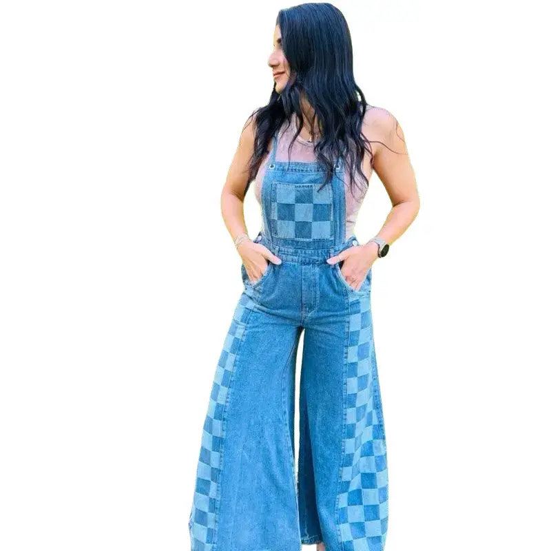 Washed Denim Overalls - Size Small, Adjustable Straps, Side Button Enclosures, 75% Cotton, 25% Polyester, Casual Style for Women - Trouser, Womenswear, Jean, Pocket, Comfort, Bottom, Streetwear, Pants