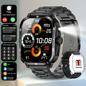 Odelettevcy Men's Smart Watch - Android Compatible, Bluetooth Connectivity, Wireless Calling, Dual Stainless Steel-Silicone Straps, Step Counter, Calorie Tracker, Flashlight, Message Reminder, Custom Charger, Not Water Resistant Wearable Device