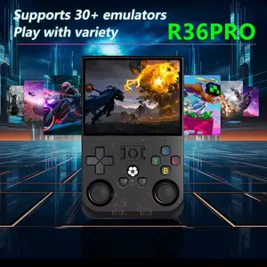 R36 Pro 3.5 Inch IPS 64GB 18000+ Games Video Handheld Game Console with Ergonomic Grip, Linux System, and User-Friendly Interface Dragon Quest Protection Golden