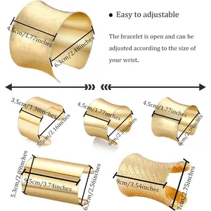Adjustable Cuff Bangle Bracelets for Women - Gold & Silver - High-Quality Alloy - Easy to Wear - Perfect for Business & Events - Gift Idea Fashion Modern Accessories