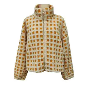 Rosa Checkered Gingham Sherpa Zip-Up Jacket