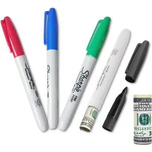 4 Pack Fake Pen Diversion Safe Marker Realistic Pen with Hidden Secret Compartment Decoy Permanent Marker Waterproof Storage for Money Cash Holder Container