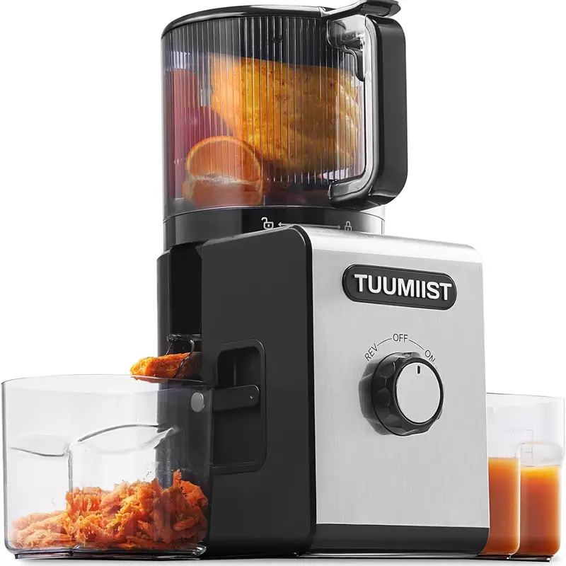 TUUMlIST Cold Pressed Juicer - 6.5in Extra Large Feed Chute, 350W Power, Knob Control Adjustable Speed, 2.96L Capacity, Whole Fruit & Vegetable Compatible, Safety Lock, BPA Free, Easy to Clean, High Juice Yield, Ideal for Fitness Routines & Family Meals
