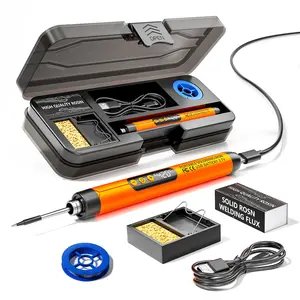 Dual-Powered Soldering Iron Tool with LCD Display, Adjustable Temperature Control, Stand Included, Storage Box, Heating Element