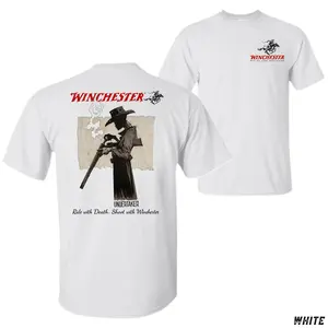 Winchester Undertaker T-Shirt – Features Bold Undertaker Cowboy Graphic With Classic Winchester Logo And “Ride With Death” Motto, Unisex Hunting Tee, Western Outdoor Style, Shooting Sports Apparel, Gift For Hunters, Cotton Menswear Top